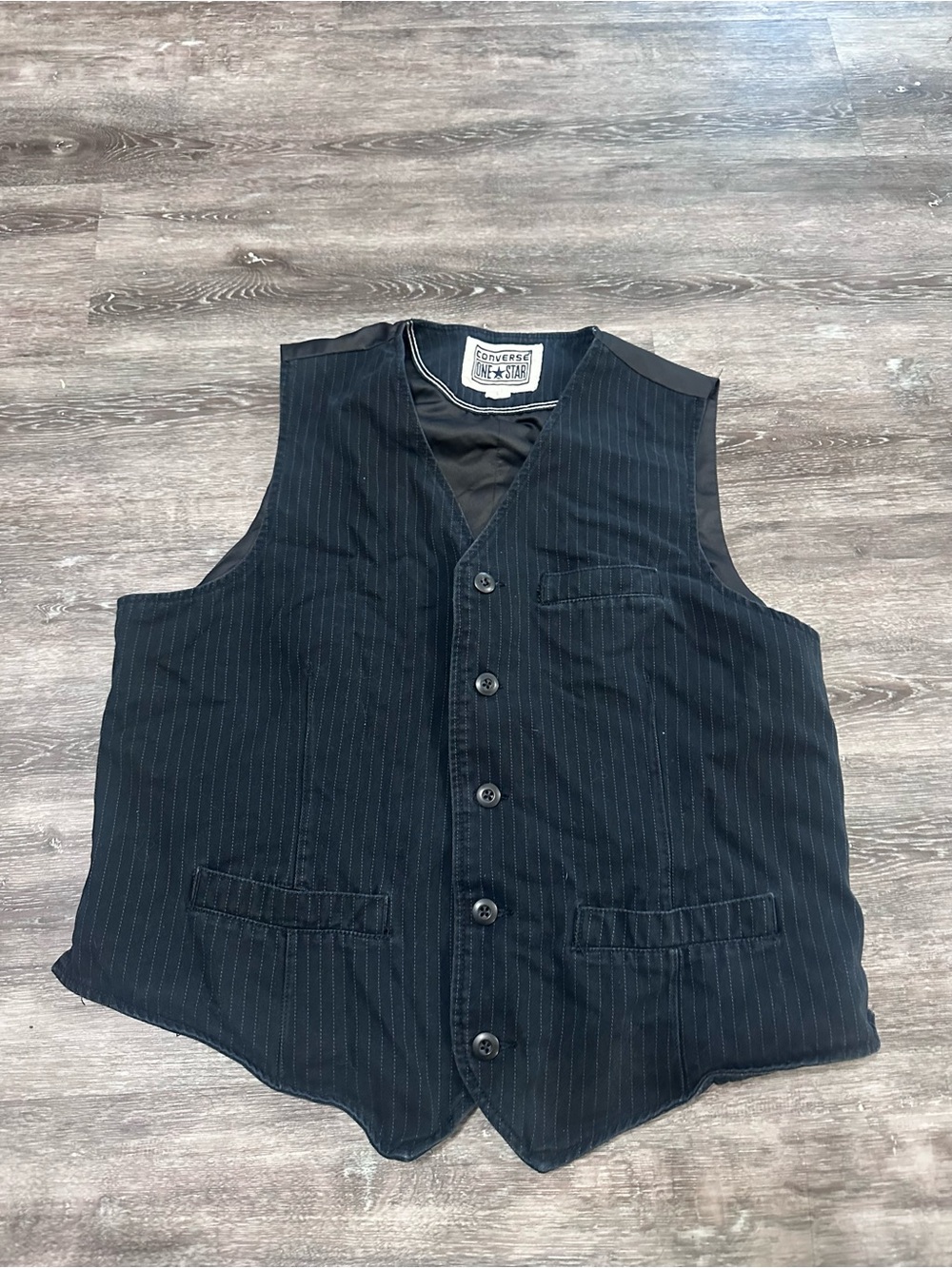 Converse One Star Black Pinstripe Button Vest Men’s Large Y2K